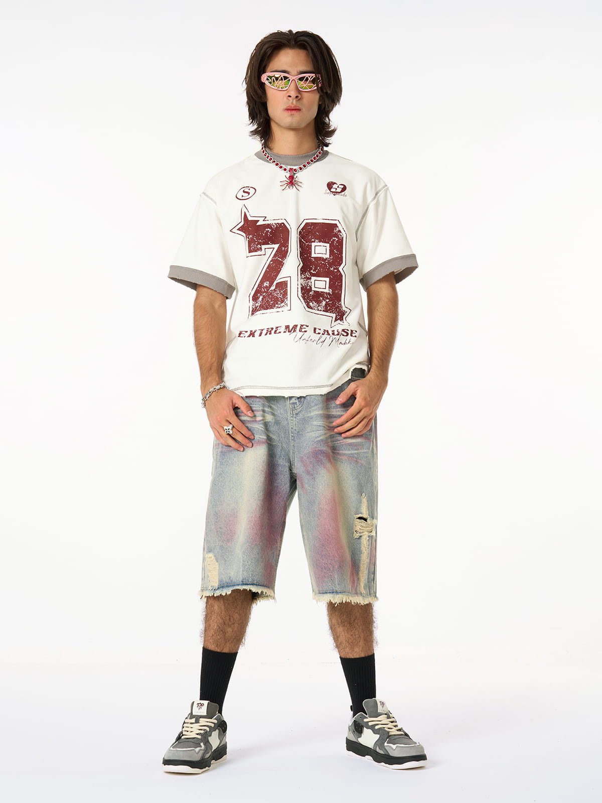 Distressed NO. 28 Jersey T-Shirt