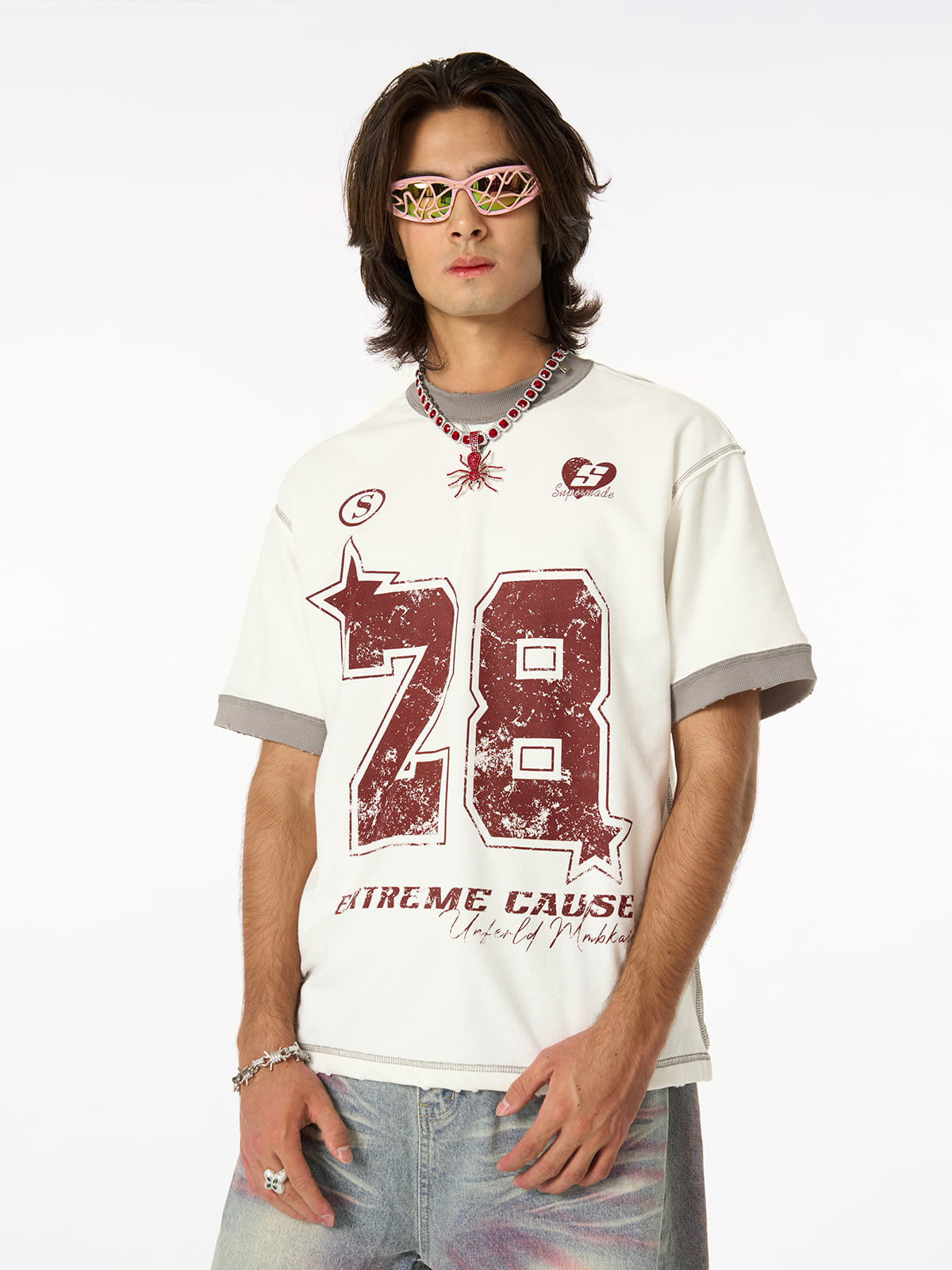 Distressed NO. 28 Jersey T-Shirt