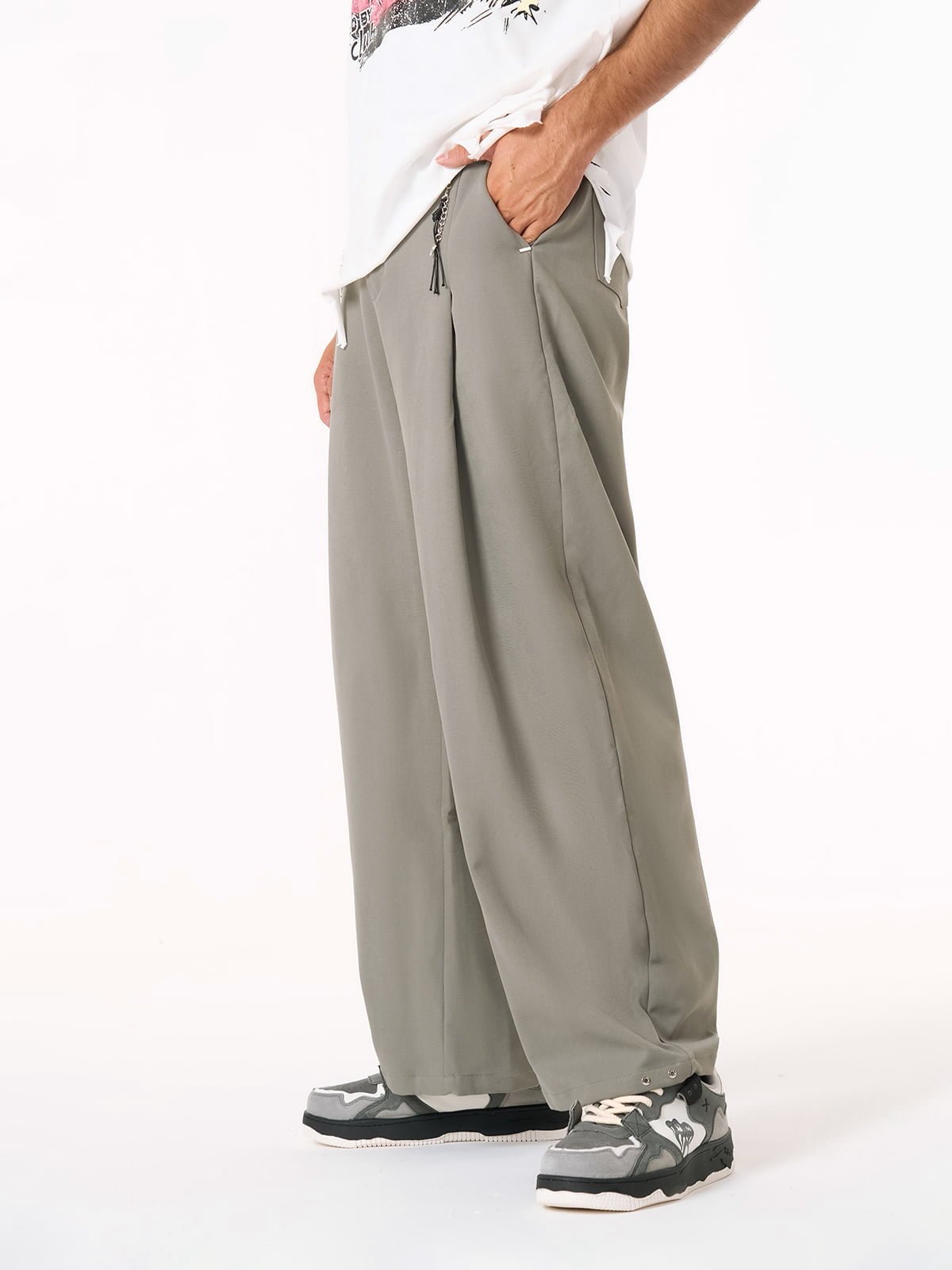 Elastic Waistband Barrel Pants
