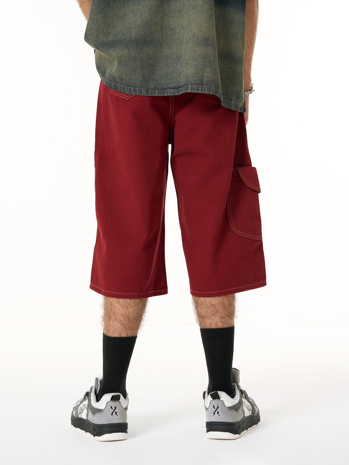 Denim Welt-Embellished Cargo Jorts