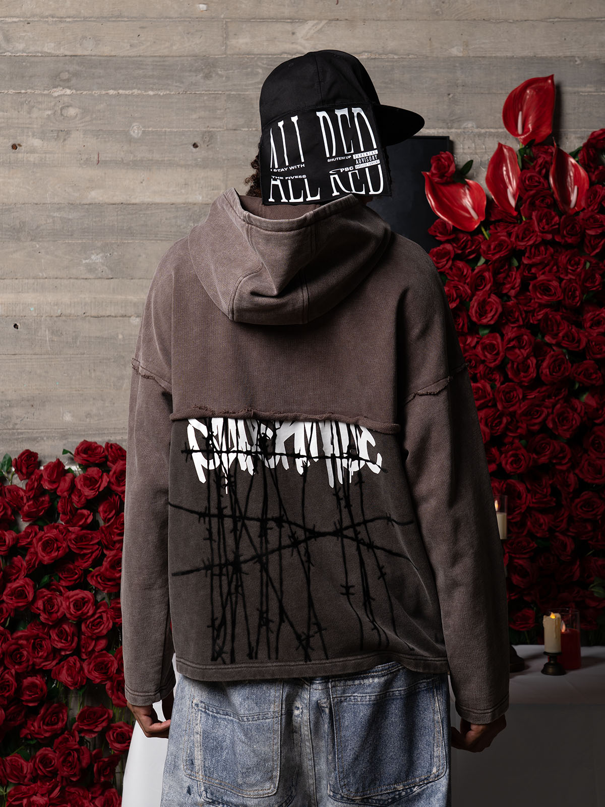 Distressed Thorn Destruction Painting Hooded Sweatshirt