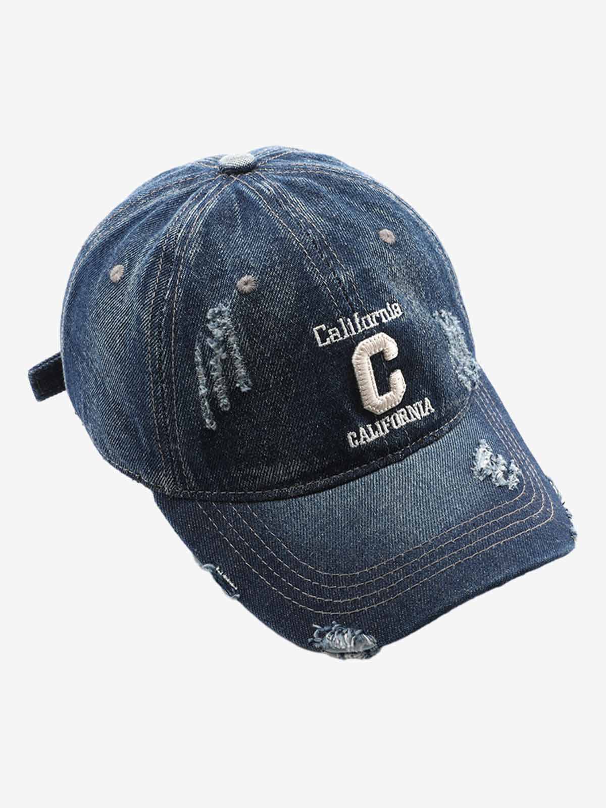 Retro Washed C Distressed Denim Baseball Cap
