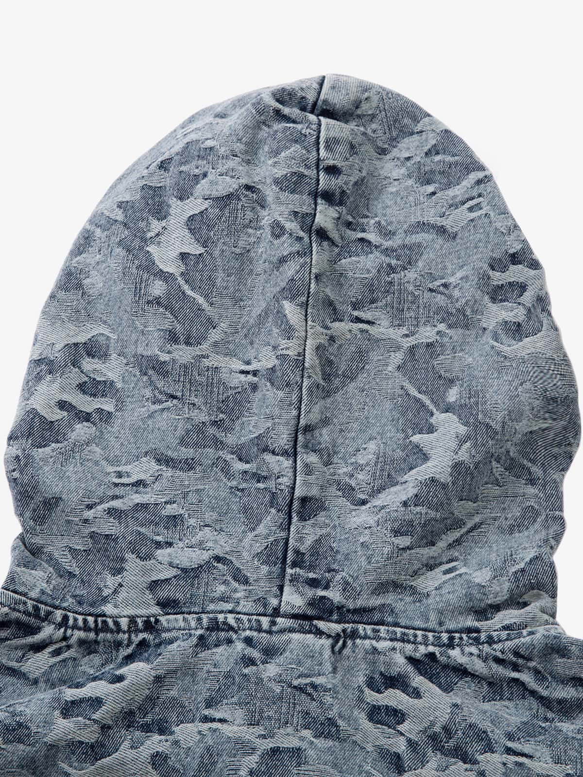 Streetwear Denim Washed Camouflage Hooded Sweatshirt