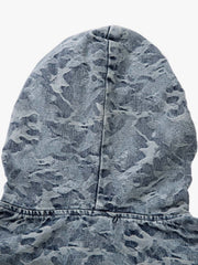 Streetwear Denim Washed Camouflage Hooded Sweatshirt