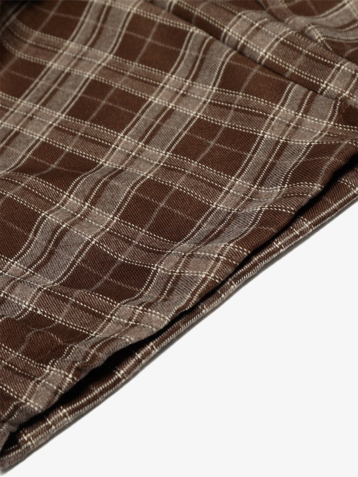 Street Pleated Waistband Plaid Check Barrel Pants
