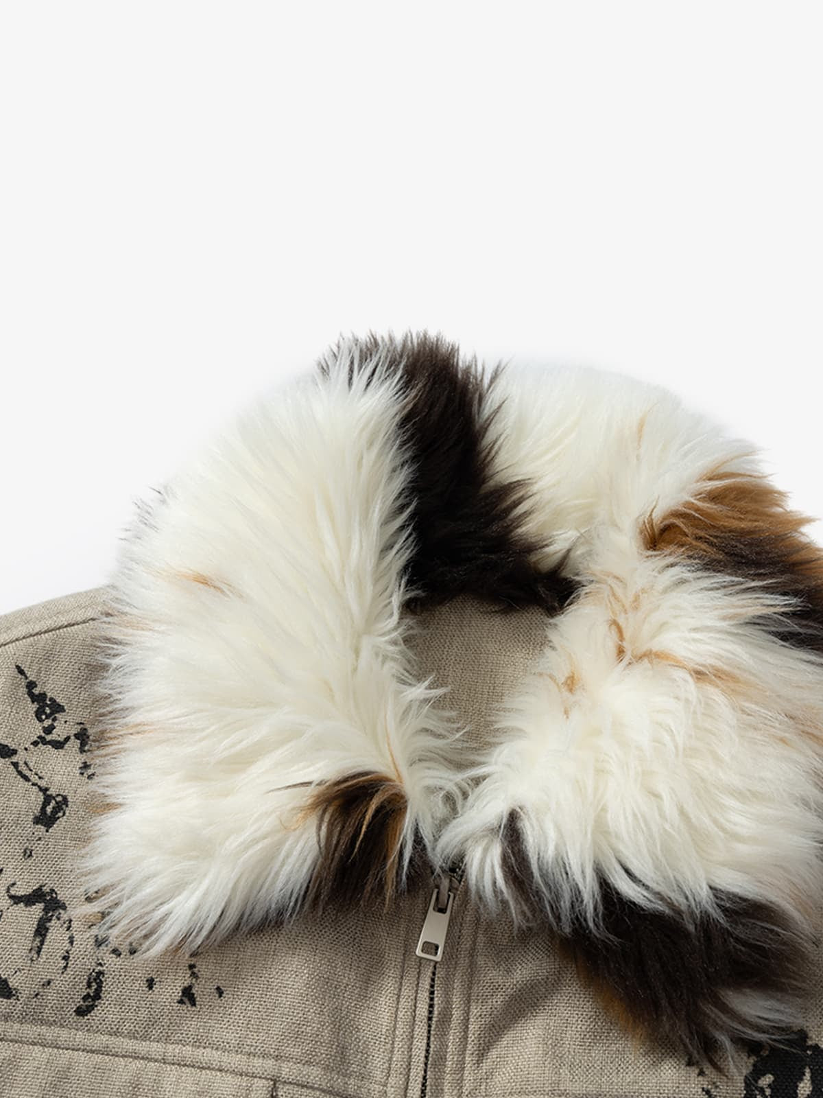Gothic Letter Print Fur Collar Quilted Cotton Jacket