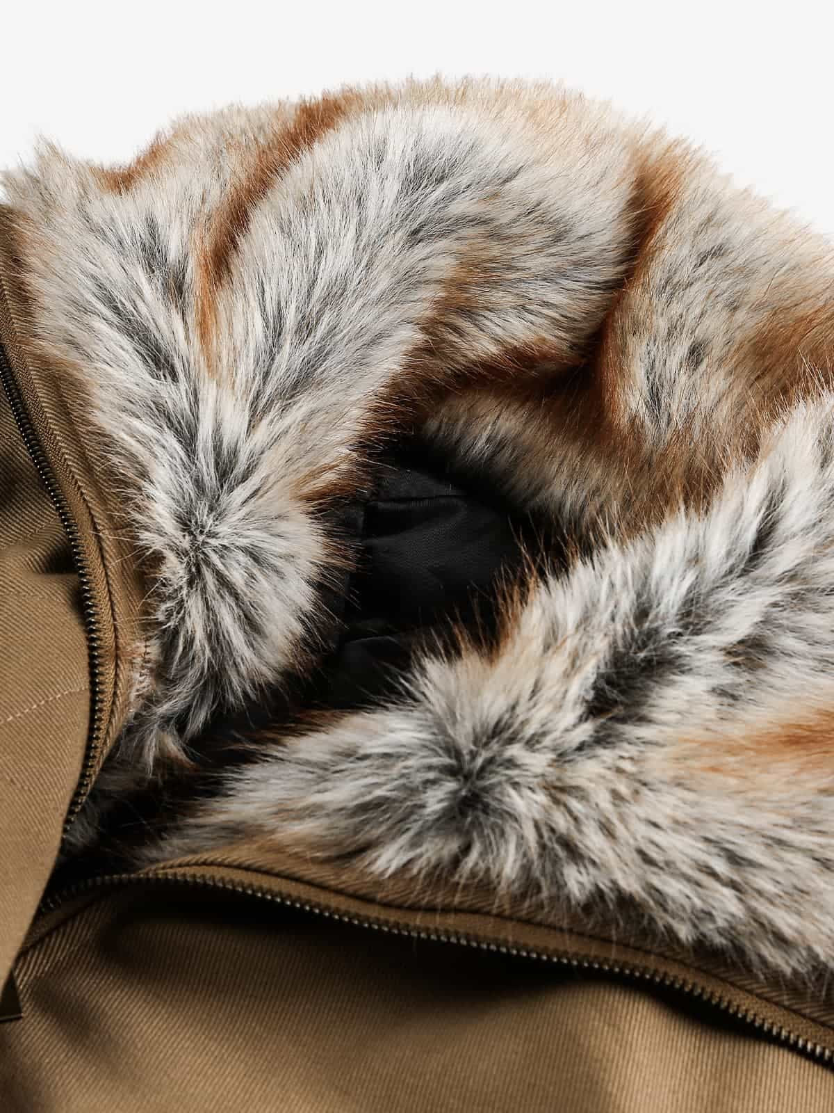 Retro Fur Collar Quilted Workwear Cotton Jacket