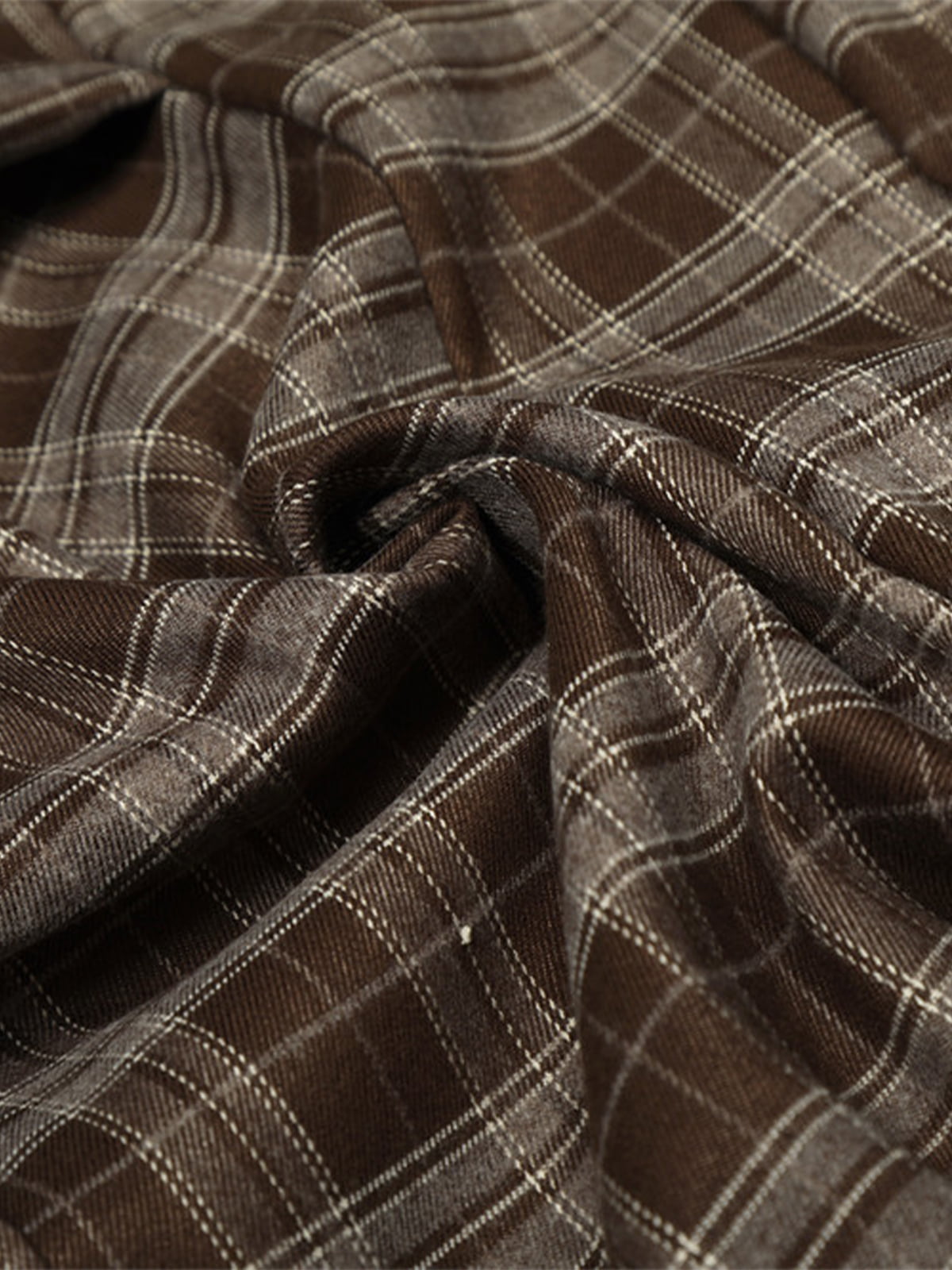 Street Pleated Waistband Plaid Check Barrel Pants