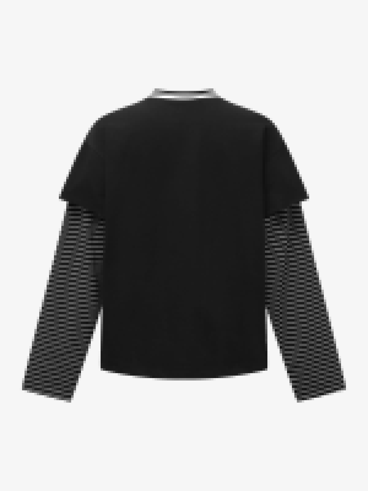 Hip-Hop Striped Fake Two-Piece Jersey Long-Sleeved T-Shirt