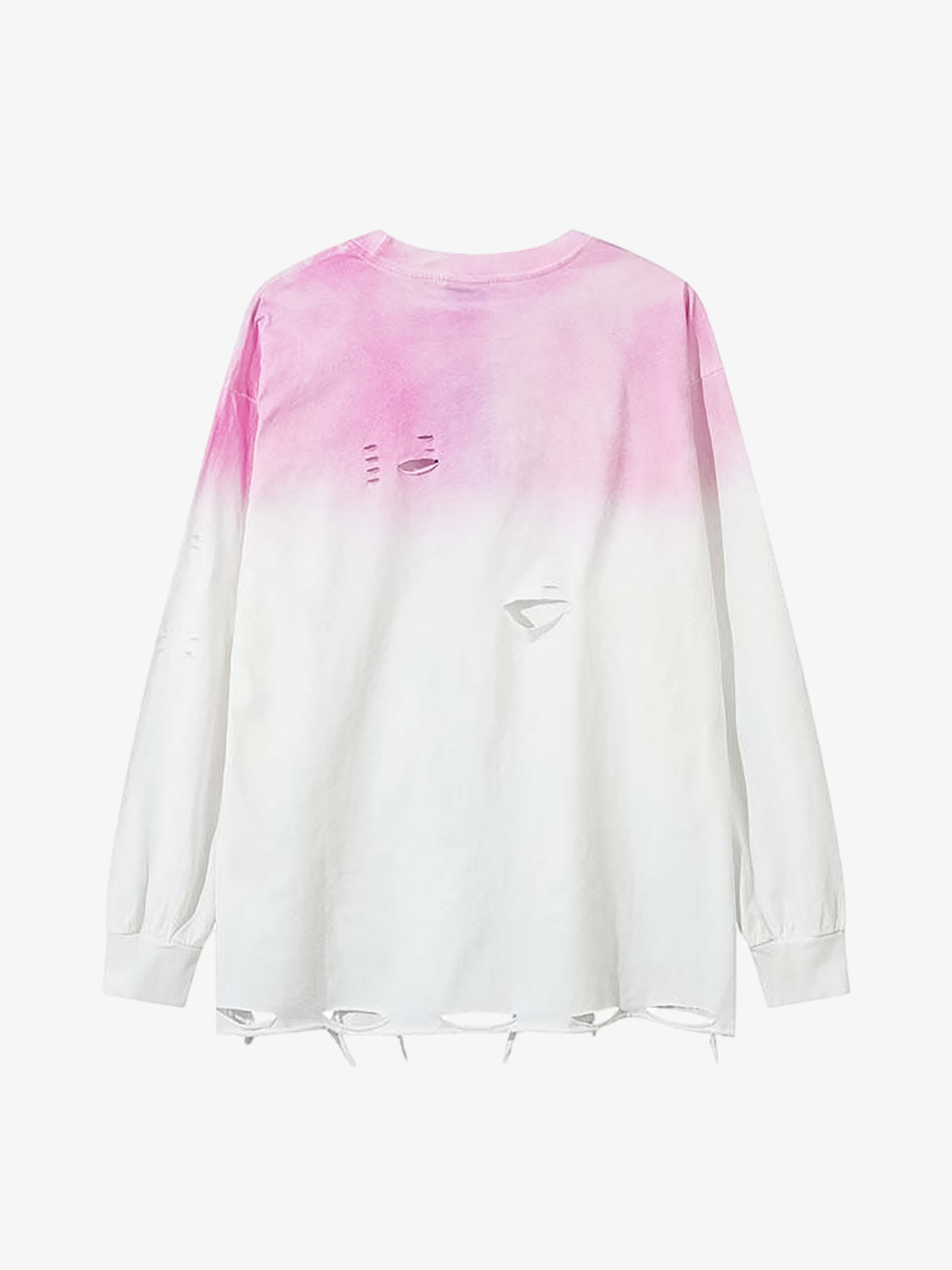 Gradient Hole Contrast Color Long Sleeve T-Shirt