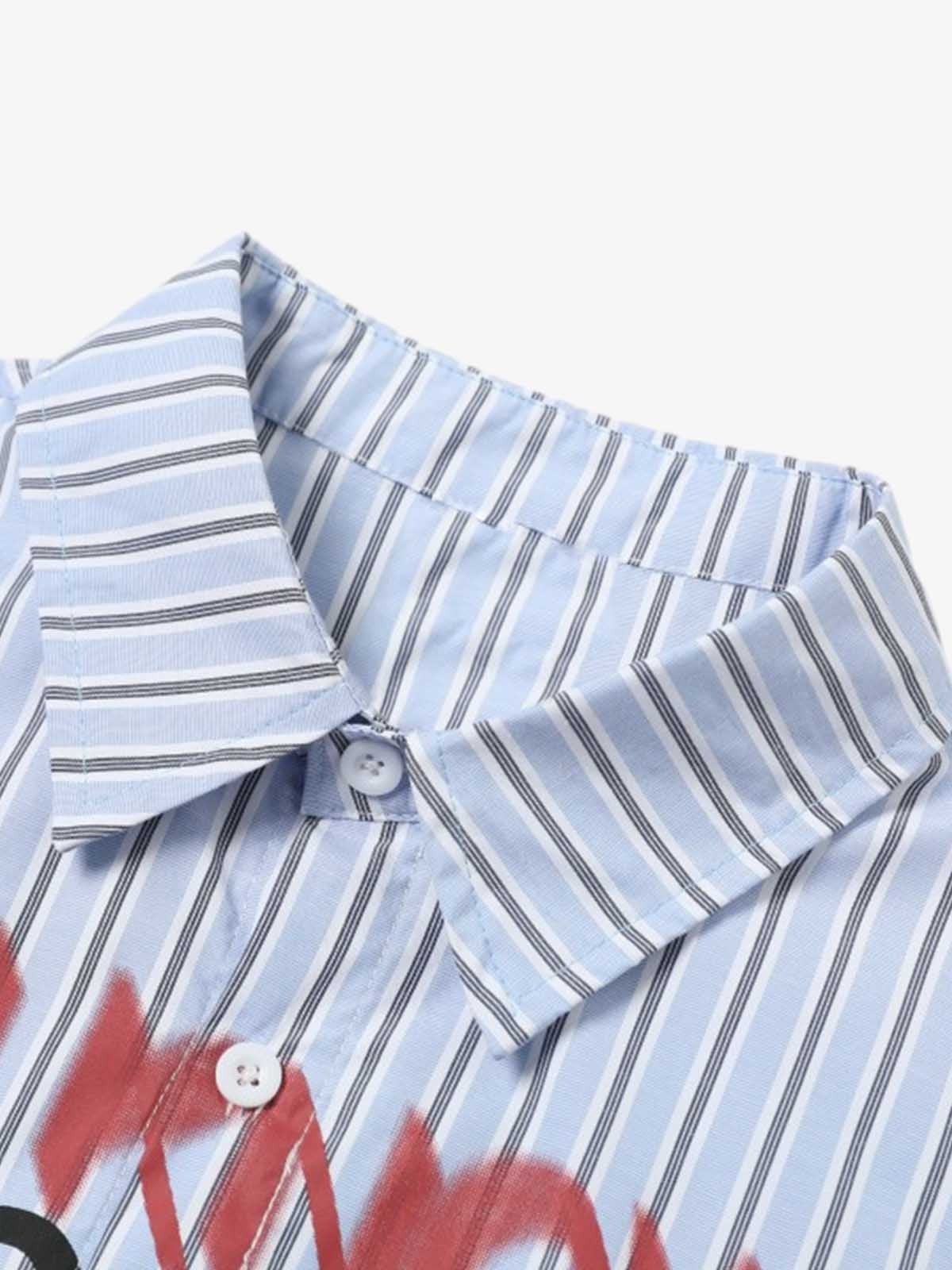 Street Lettering Vintage Striped Shirt