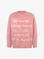 Retro Letter Jacquard Mink Sweater