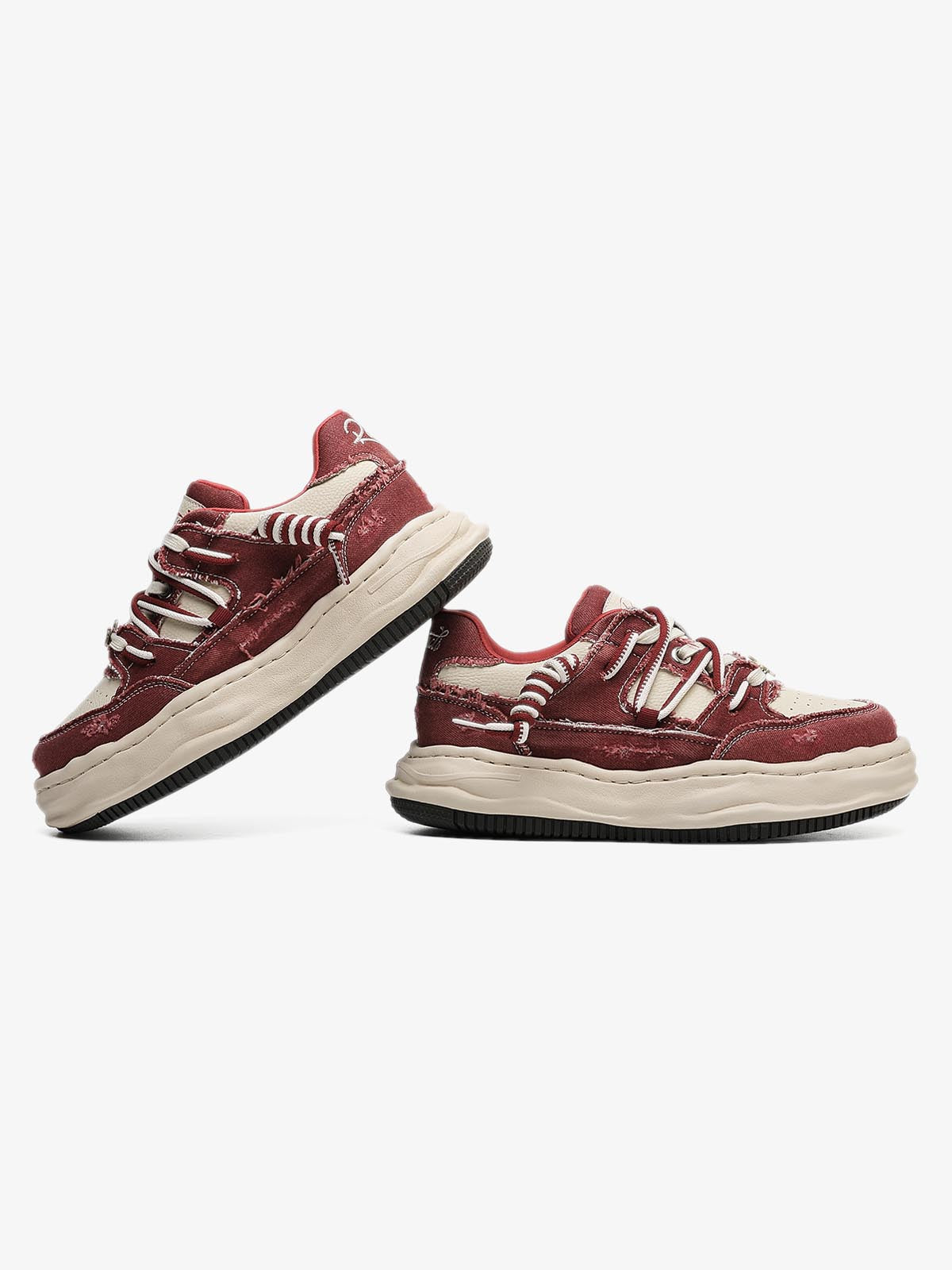 Retro Washed Denim Low Top Platform Sneakers