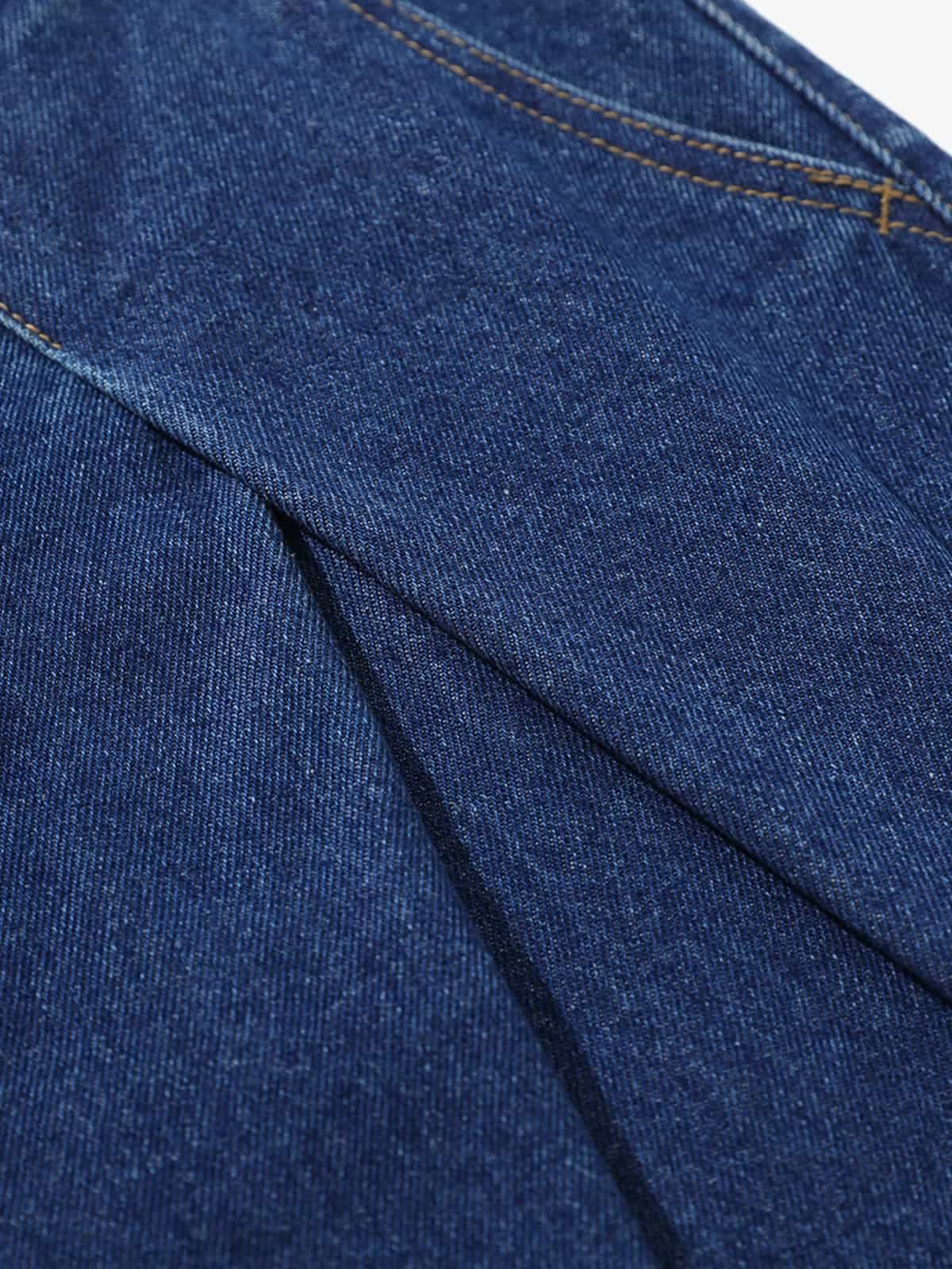 Retro Pleated Denim Baggy Jeans
