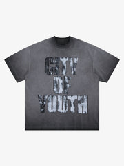 Vintage Gradient Spray Letter Print T-Shirt