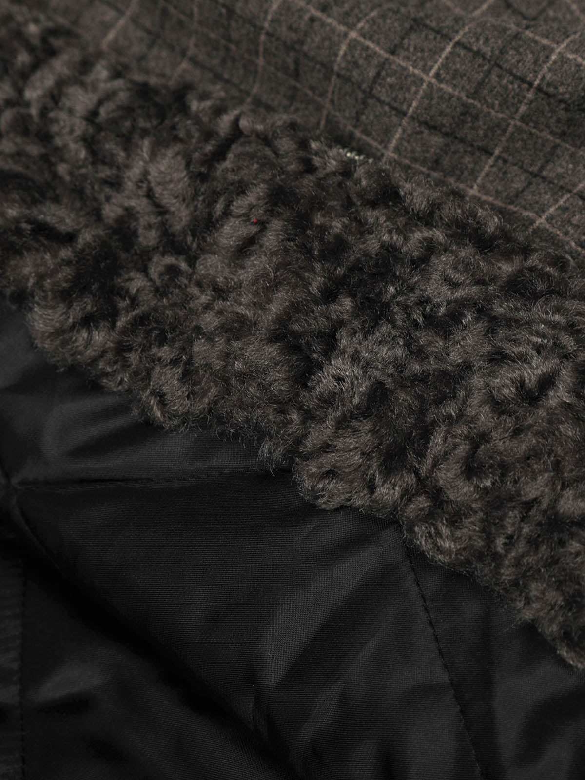 Retro Plaid Fur Collar Warm Padded Jacket