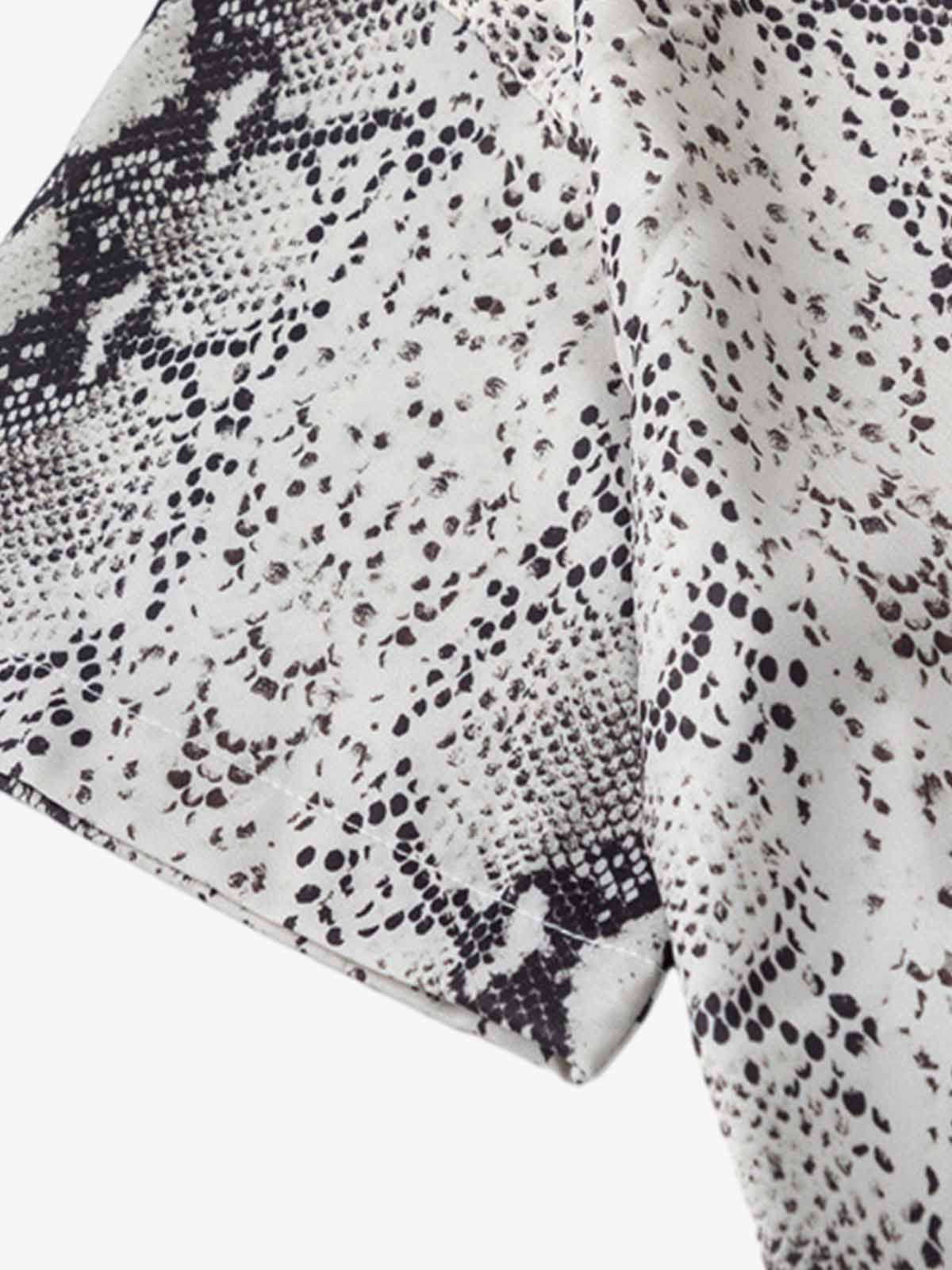 Street Snake Print Short-Sleeved Floral Shirt