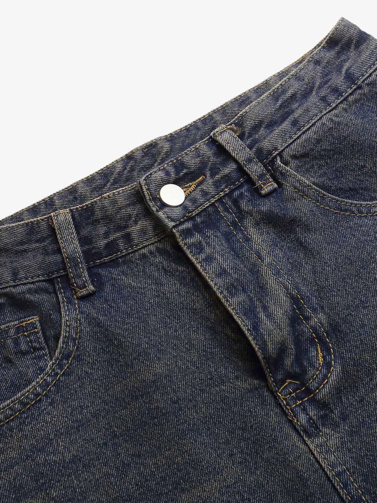 Retro Cartoon Graphic Heavy Embroidery Barrel Jeans