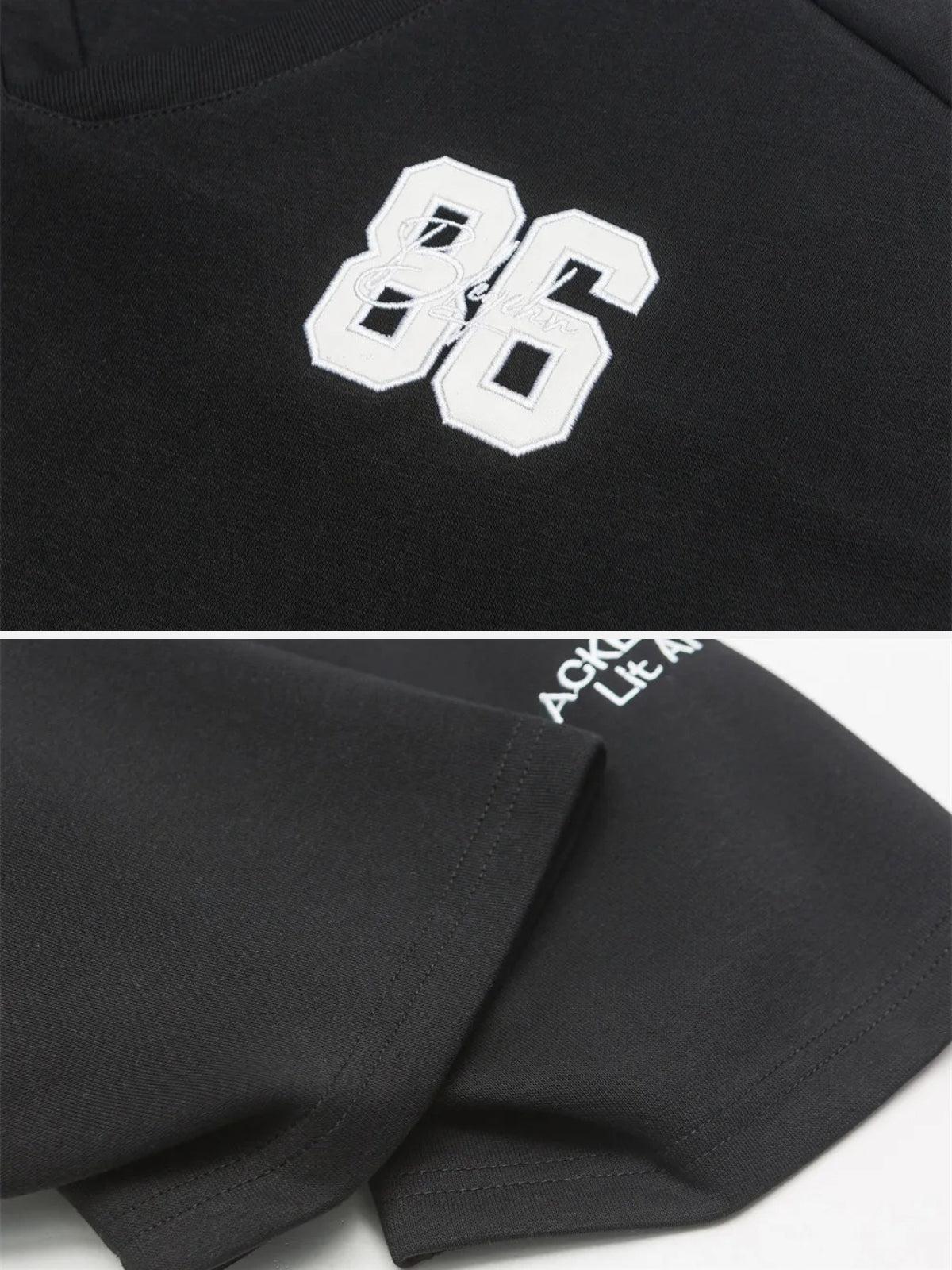 86 Embroidery V-Neck Sweatshirt