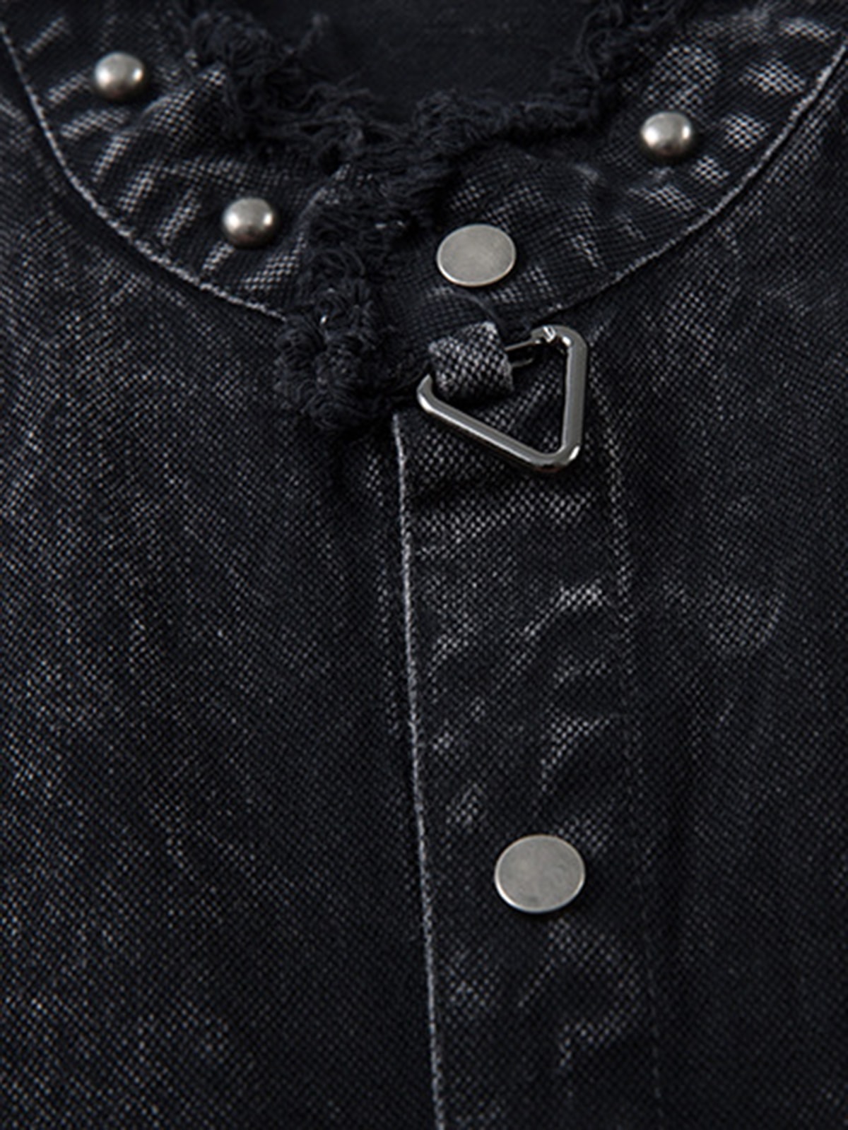 Rivet Deconstructed Split Stitching Denim Short-Sleeved Shirt