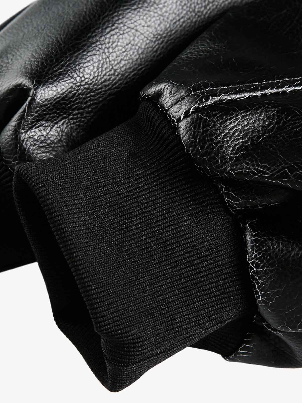 Vintage Leather Bomber Baseball Jacket