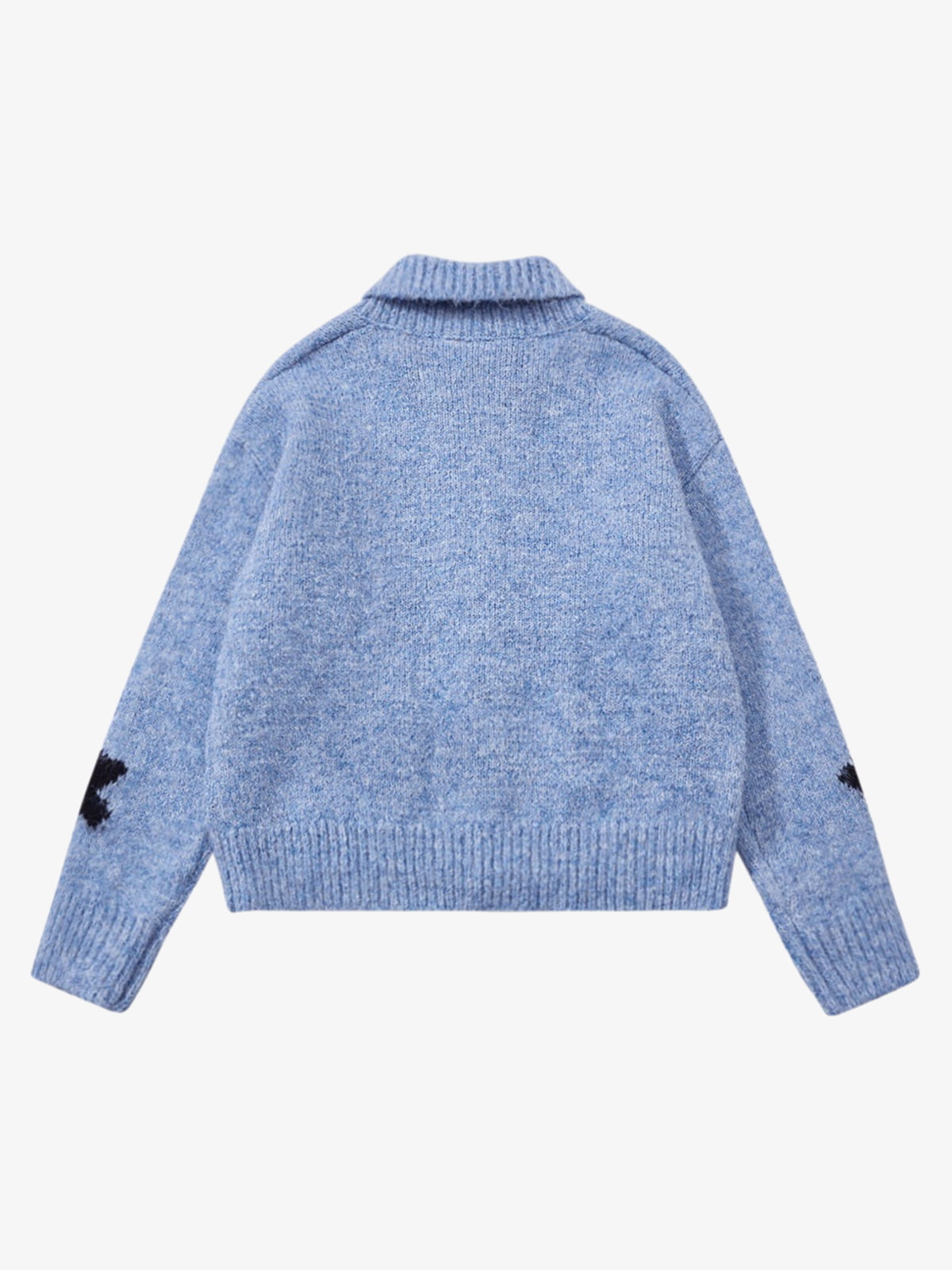Casual Star Jacquard Double-Zip Cardigan Sweater