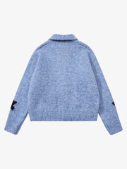 Casual Star Jacquard Double-Zip Cardigan Sweater