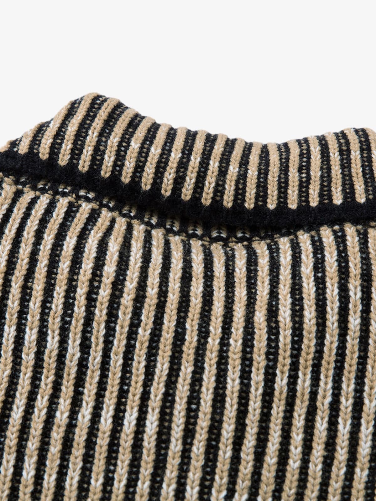 Knitted Retro Zipper Cardigan Stand Collar Vertical Striped Sweater