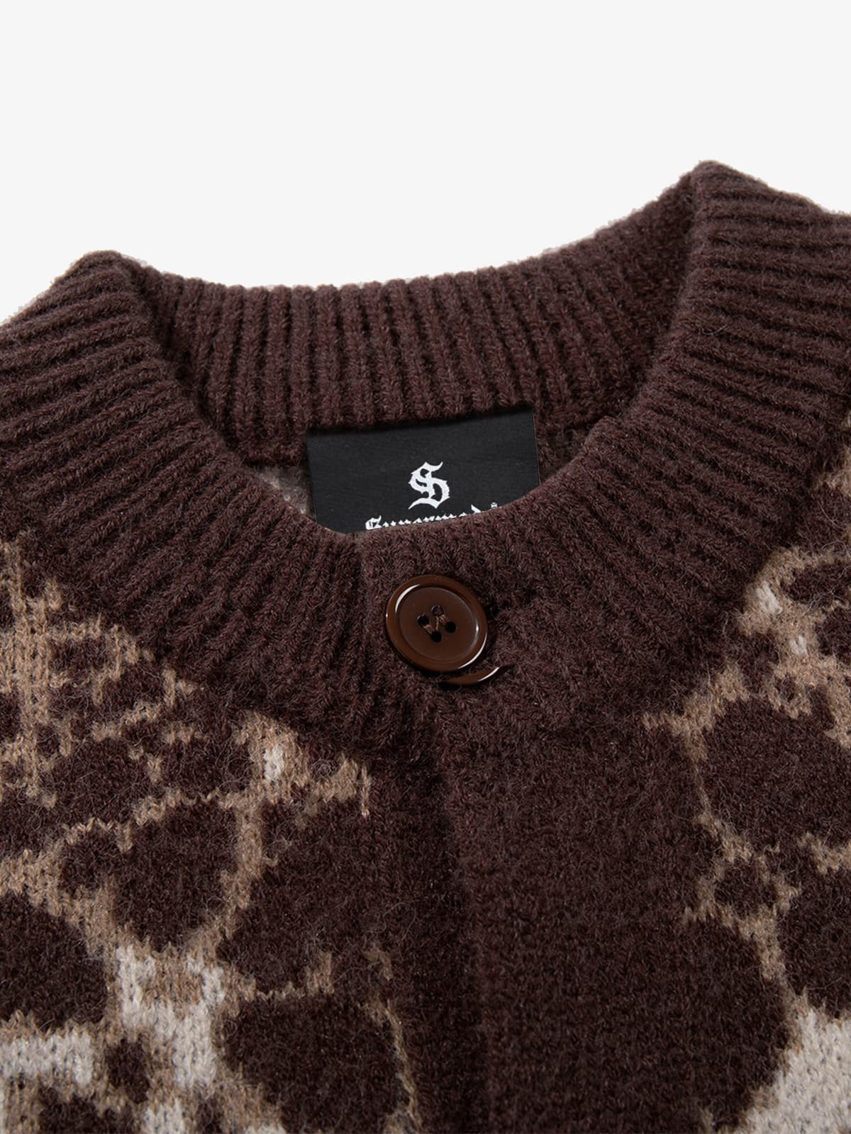 Vintage Skull Leopard Jacquard Knitted Cardigan