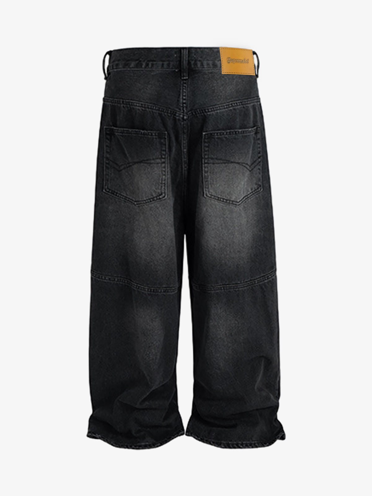Distressed Drawstring Knee-Length Washed Baggy Jeans