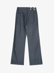 Vintage Denim Striped Texture Flare Jeans