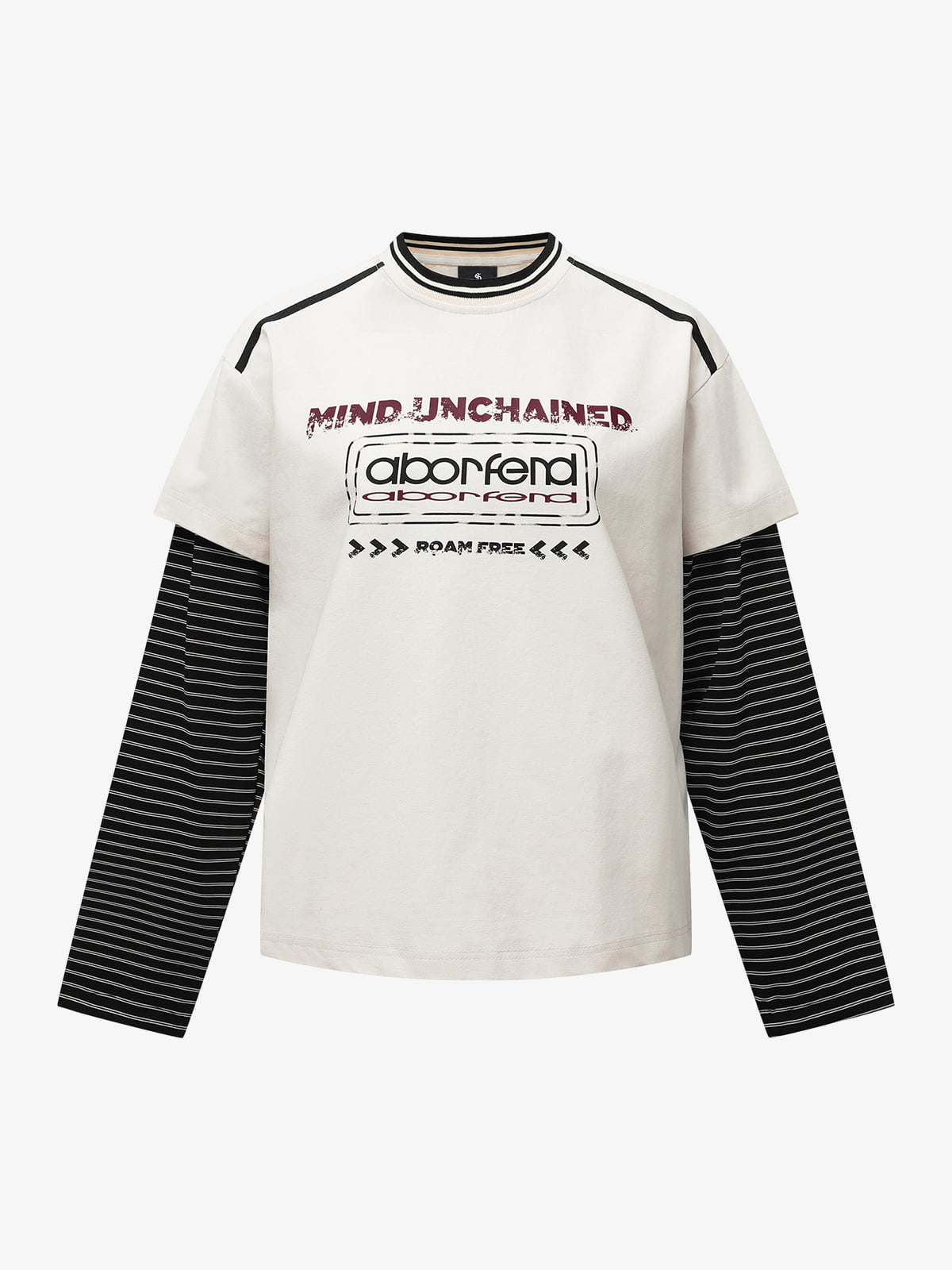 Hip-Hop Striped Fake Two-Piece Jersey Long-Sleeved T-Shirt
