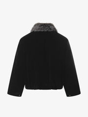 Vintage Drawstring Design Fur Collar Padded Jacket