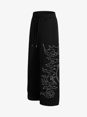 High Street Rhinestone Hip-hop Wide-leg Sweatpants