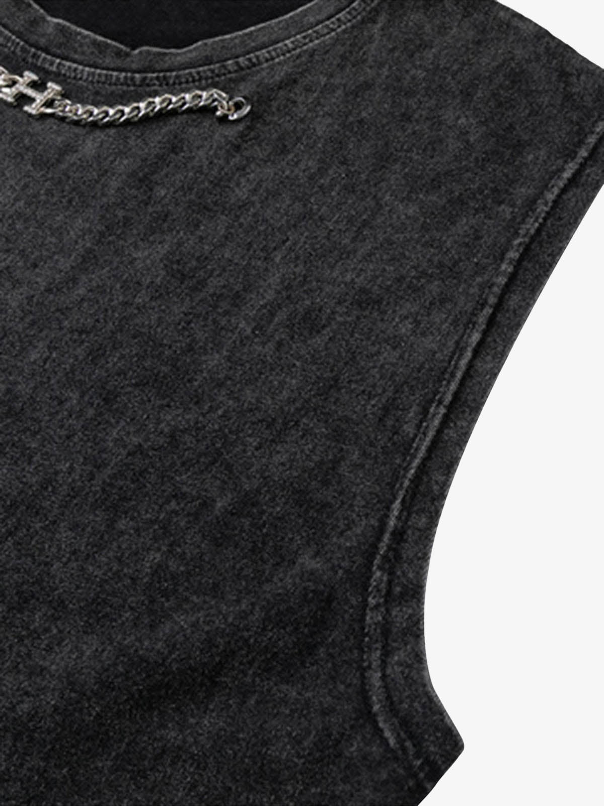Vintage Metallic Phantom Letter Distressed Washed Vest
