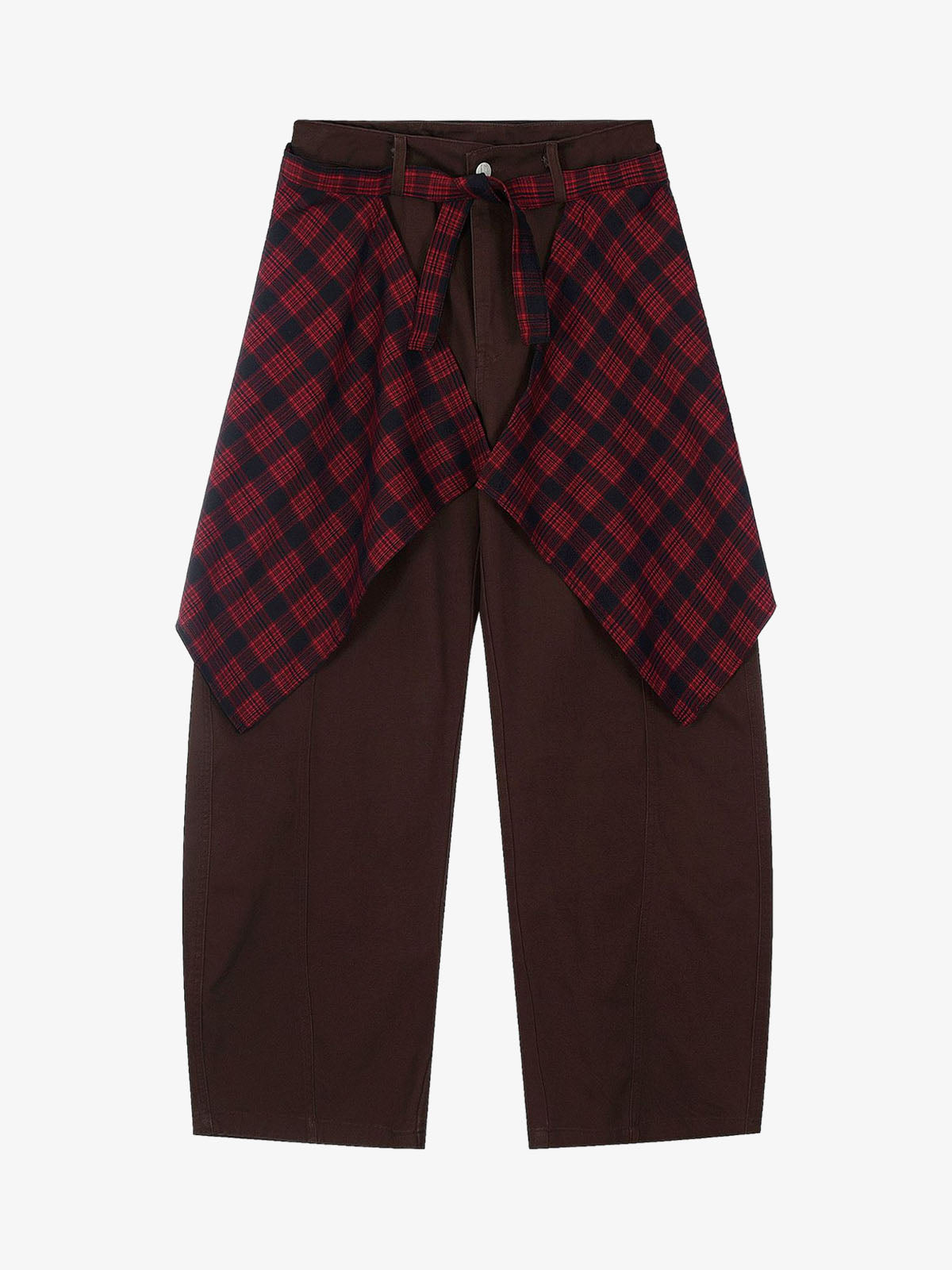 Plaid Decorative Patchwork Loose Pants