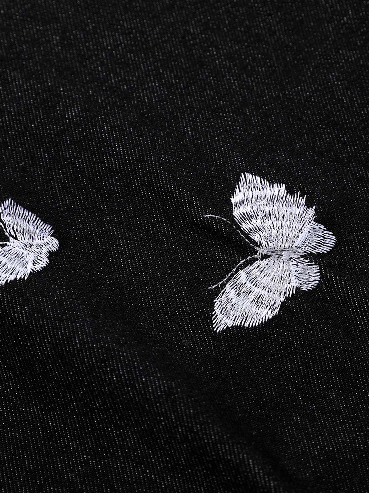 Butterfly Embroidered Scimitar Jeans