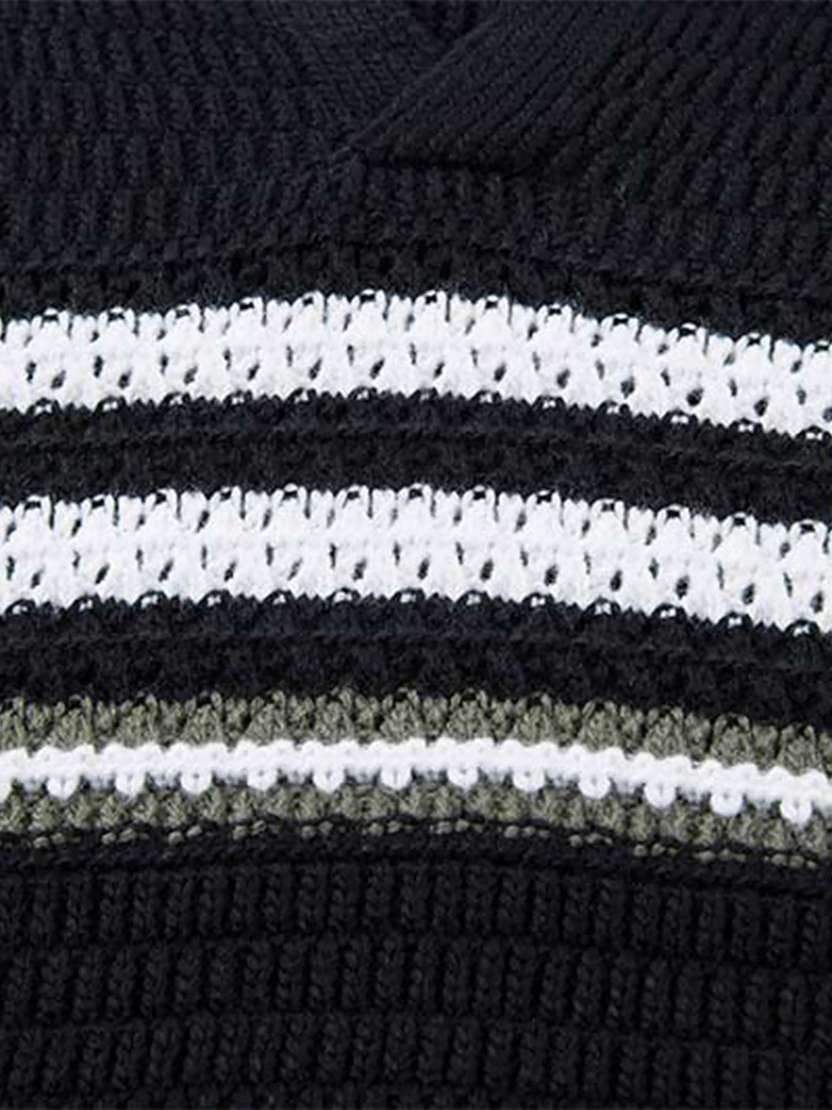 Retro Knitted Lapel V-Neck Contrast Striped Sweater