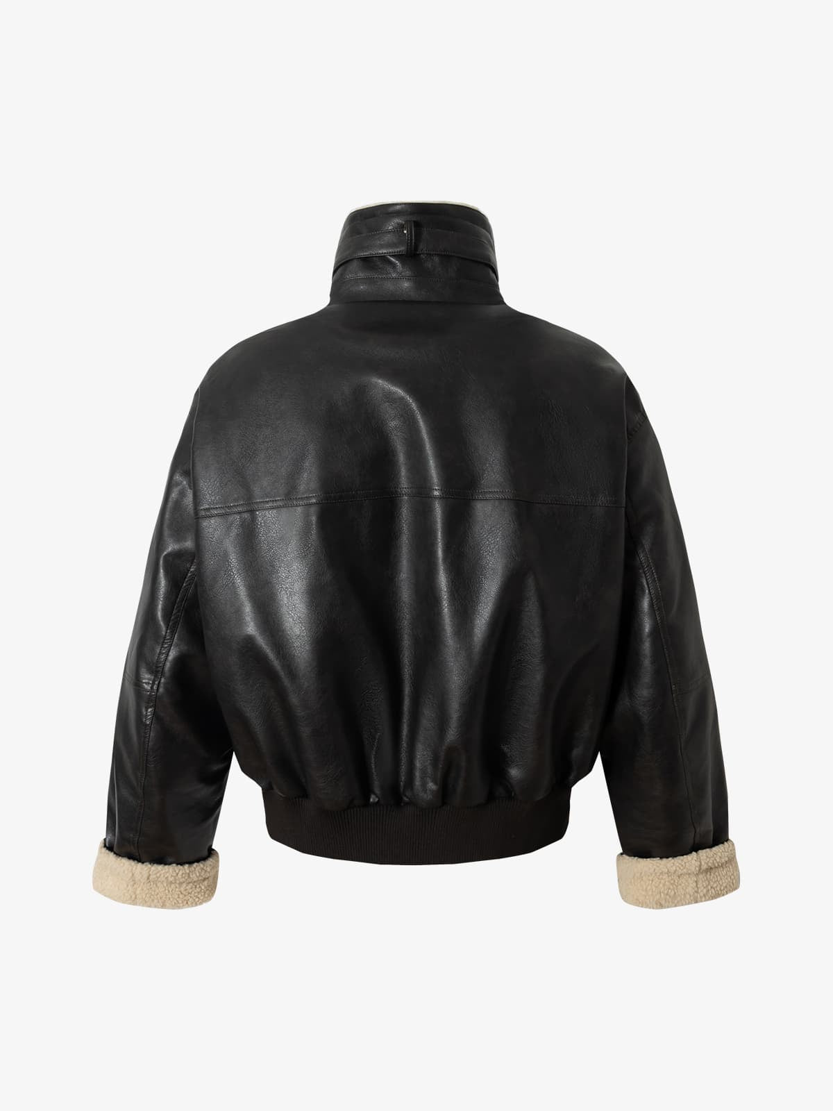 Vintage Shearling Collar Quilted Leather Jacket