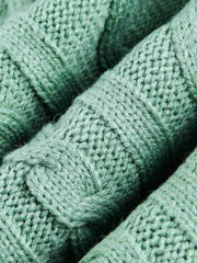 Retro Contrast Color High Neck Knitted Cardigan Sweater