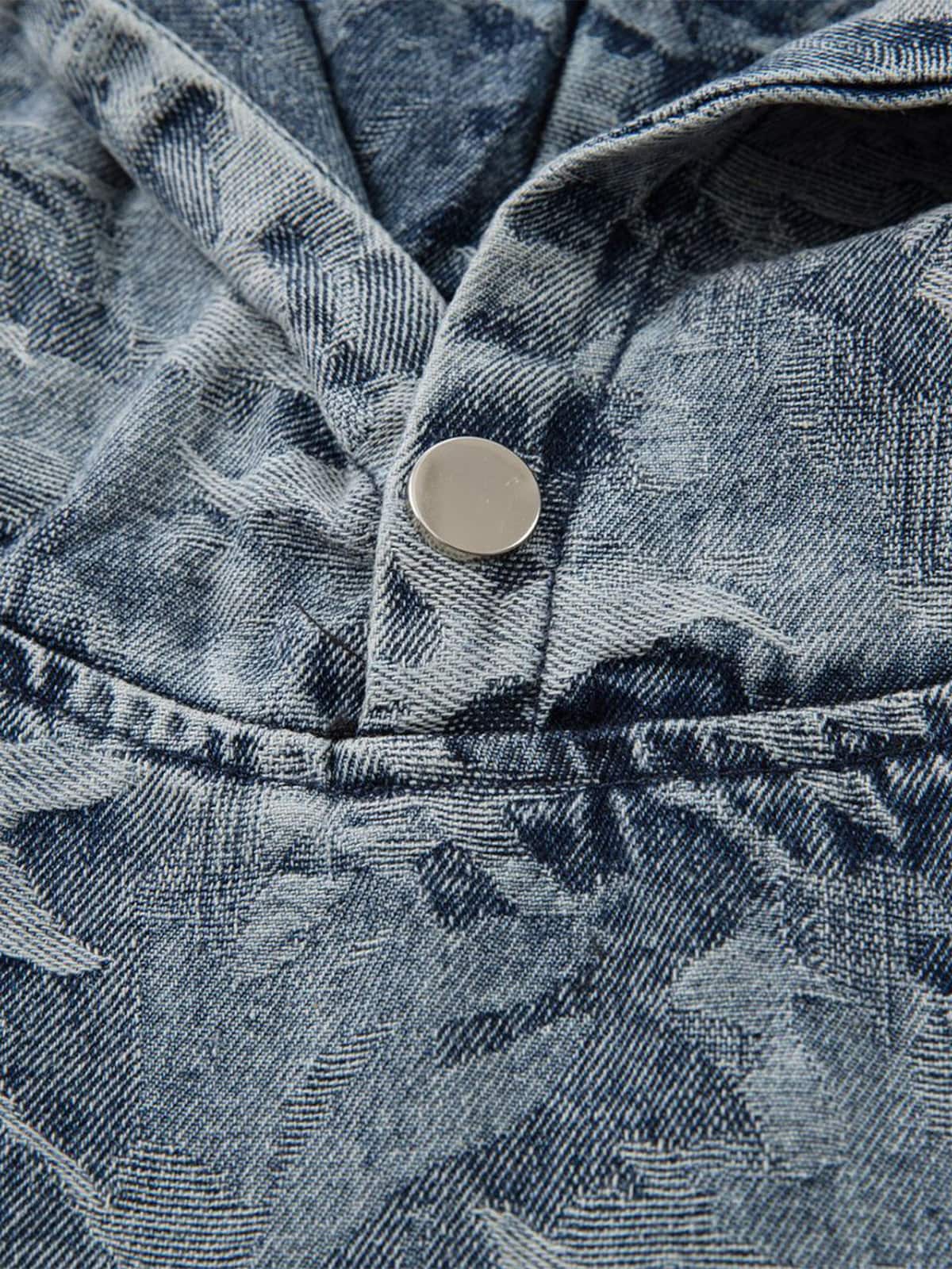 Streetwear Denim Washed Camouflage Hooded Sweatshirt
