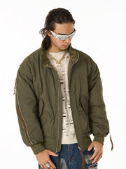 Retro Street Hip-Hop Zipper Design Bomber Jacket