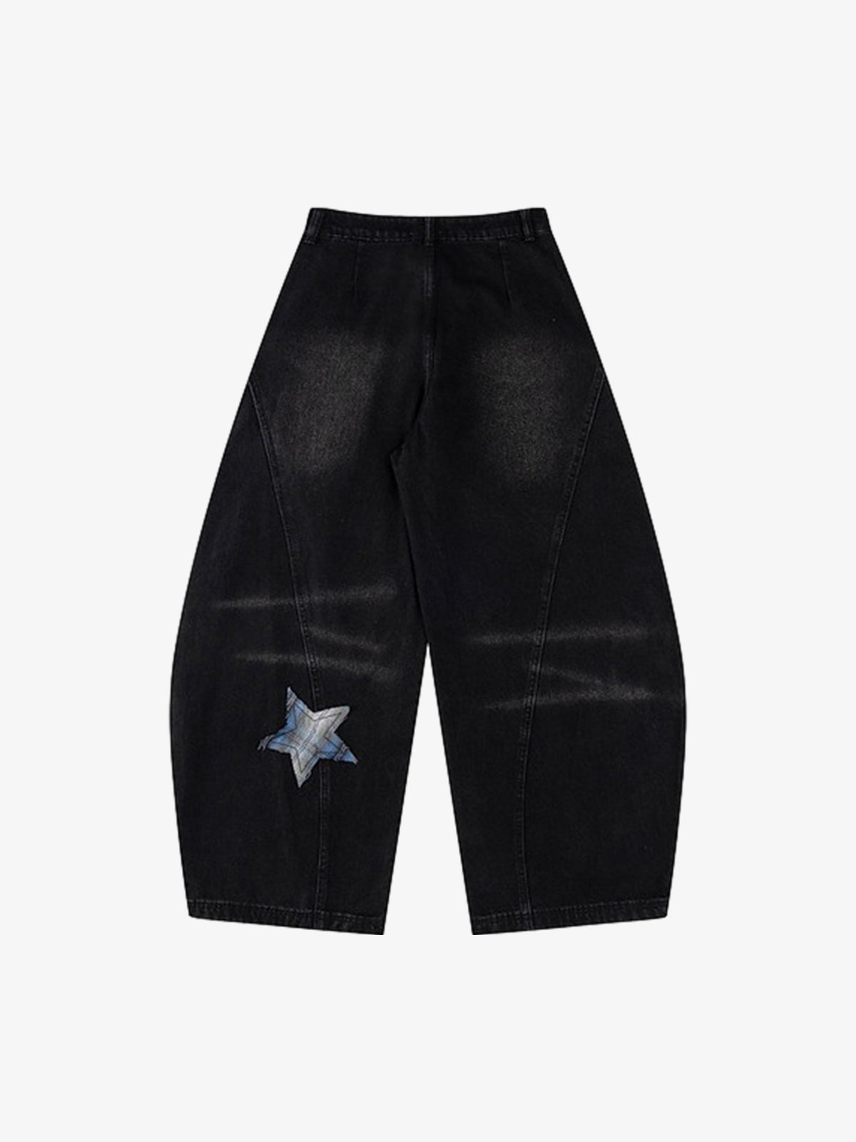 Vintage Design Lace-Up Star Embroidered Scimitar Jorts