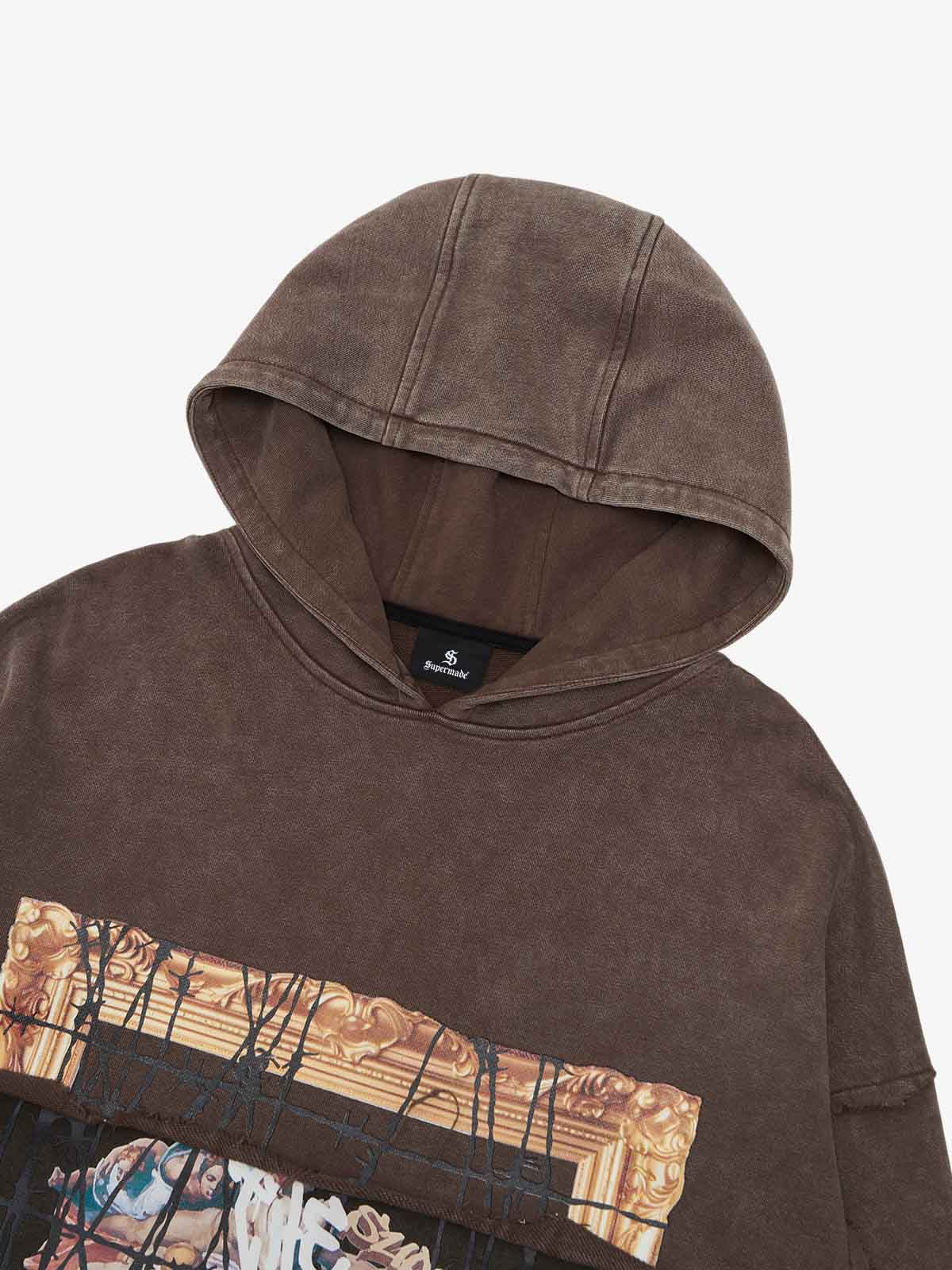 Distressed Thorn Destruction Painting Hooded Sweatshirt