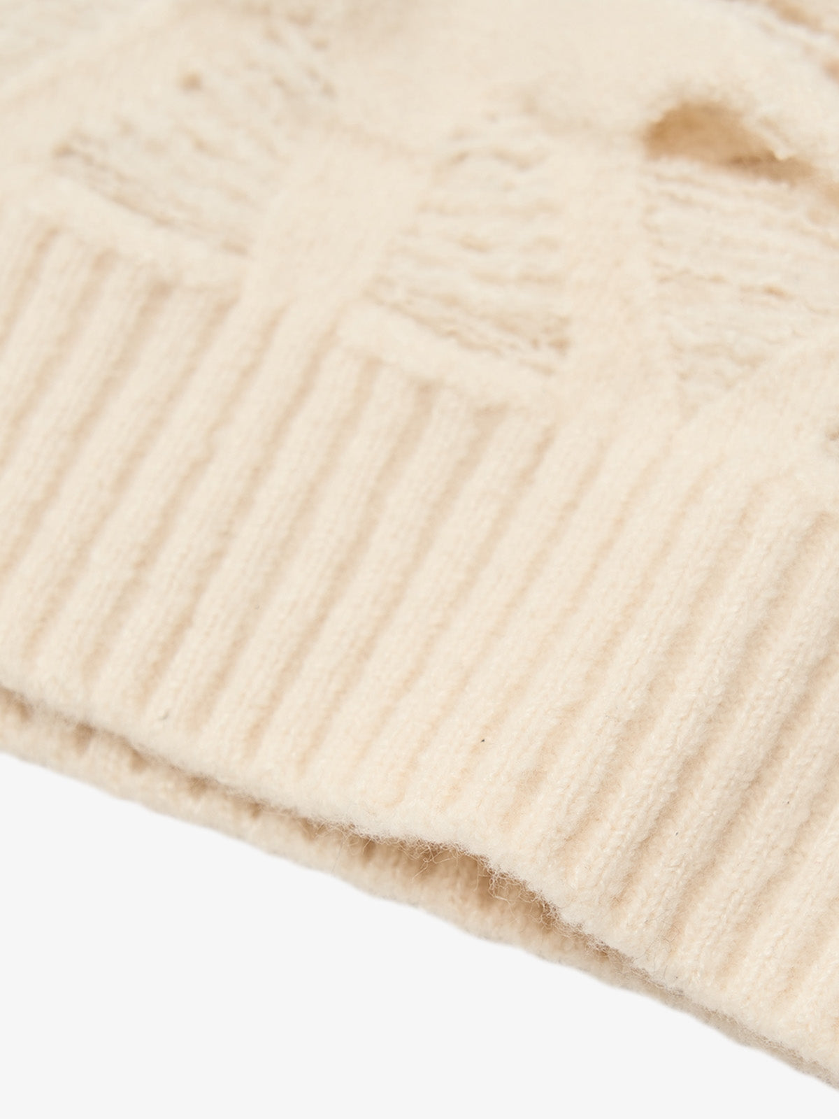 Ripped Openwork Crewneck Sweater