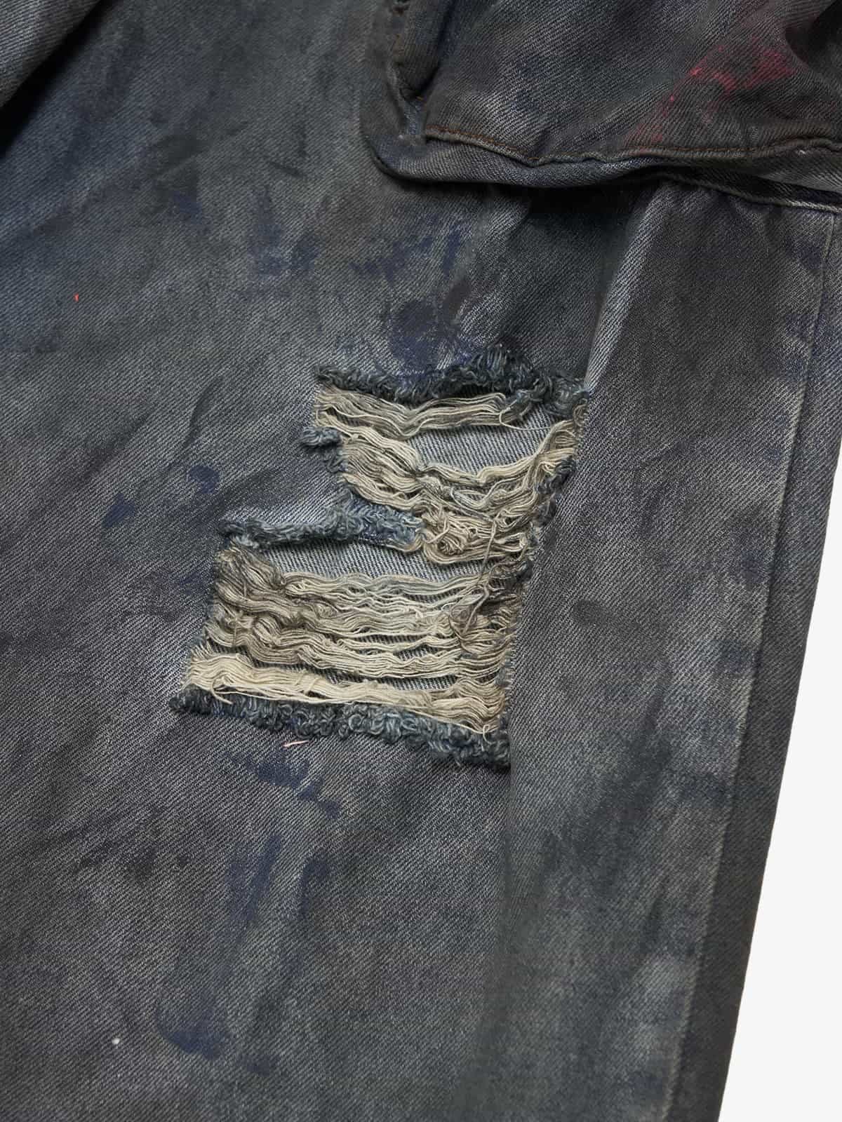 Heavy Dirty Dyed Multi-Pocket Drawstring Work Jeans