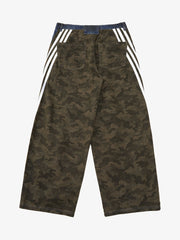 Washed Stripe Patchwork Totem Print Baggy Jeans