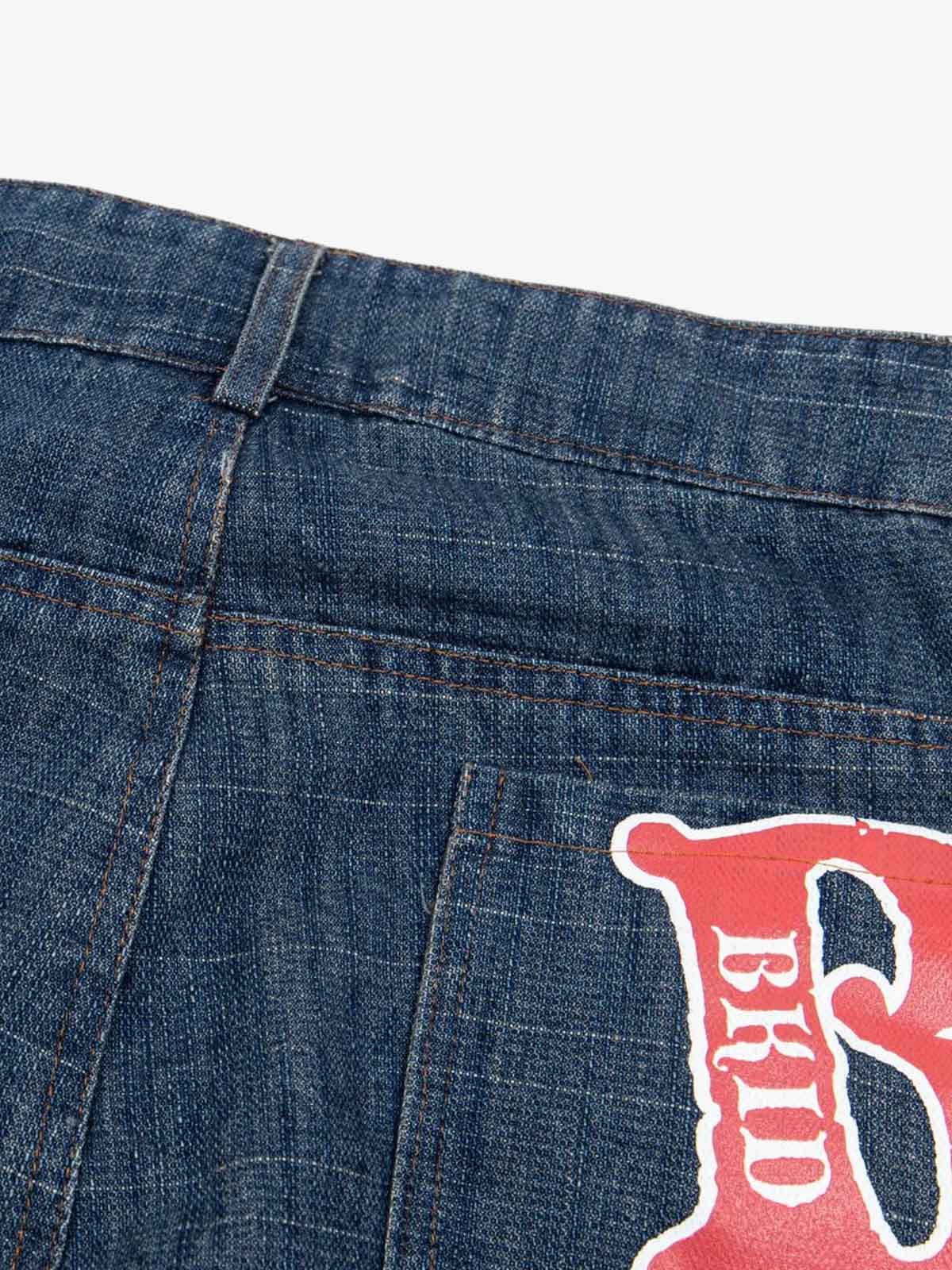 Letter Print Cargo Multi-Pocket Jeans