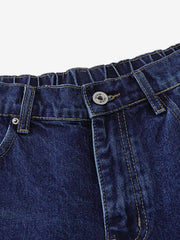 Distressed Washed Star Patch Denim Jort