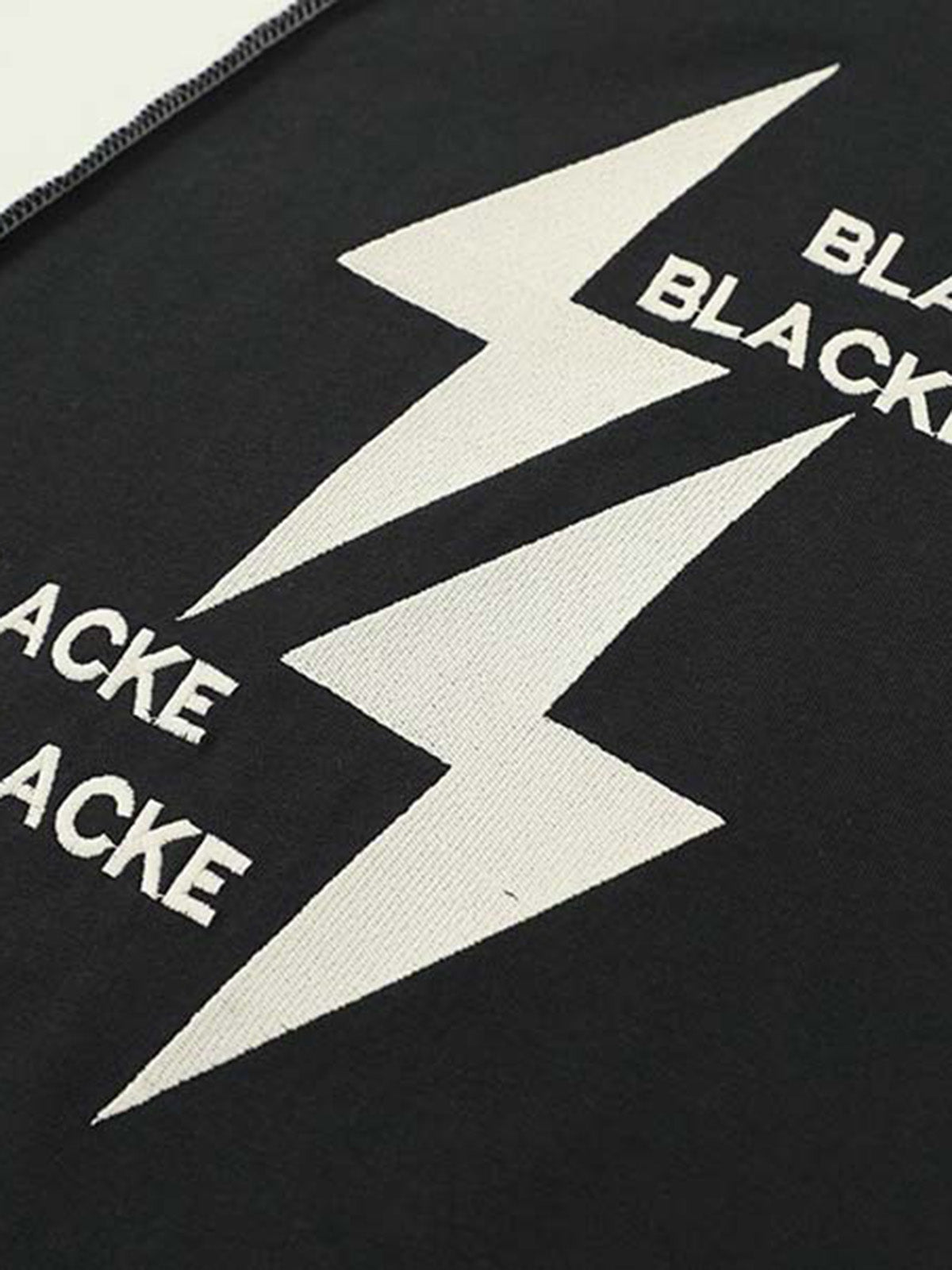 Lightning Letter Print Contrast Color Stitching Long-Sleeve T-Shirt